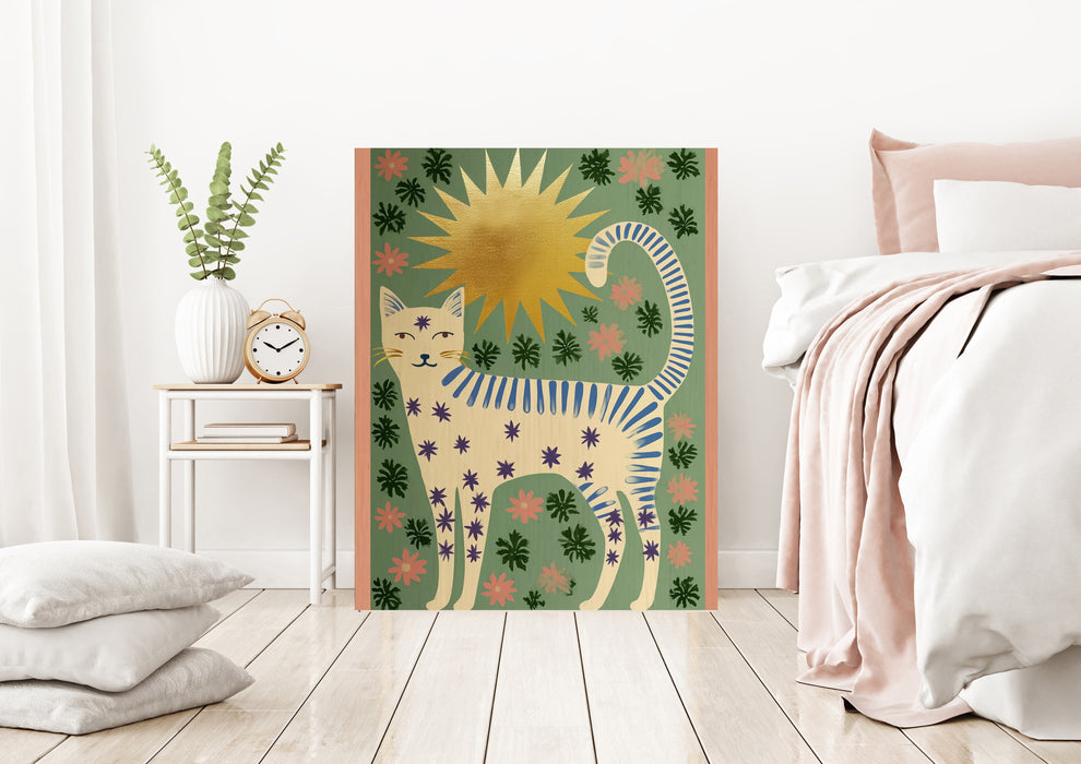 Whimsical Cat Sun Art Print