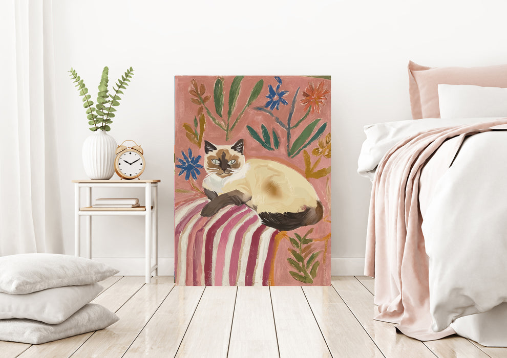 White and Brown Cat Sofa Art Print