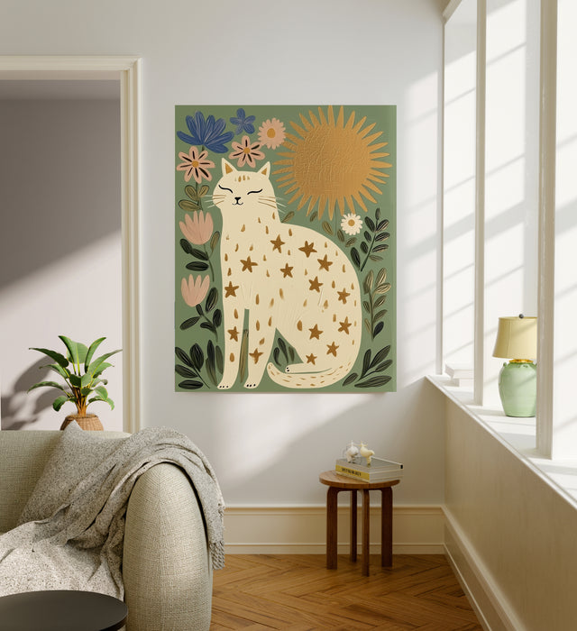 Whimsical Cat Sun Art Print