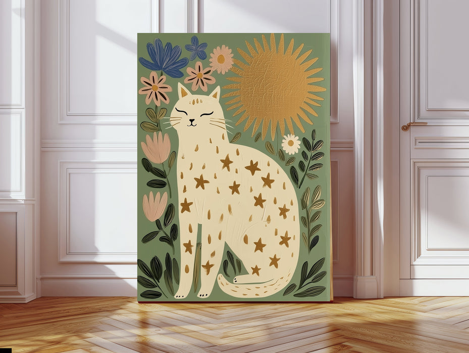 Whimsical Cat Sun Art Print