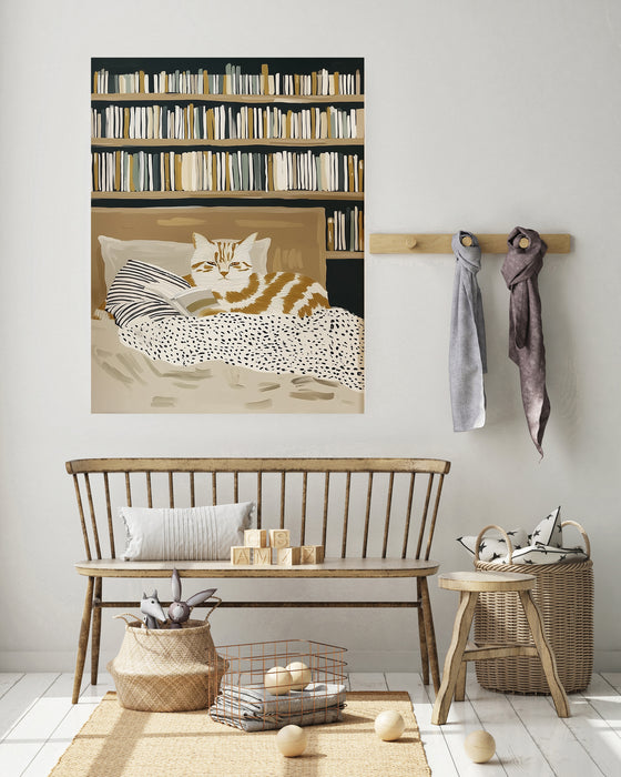 Cat Reading Book Art Print