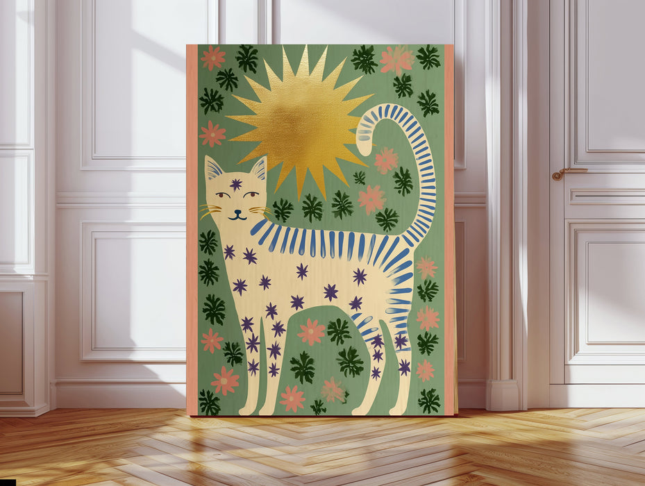 Whimsical Cat Sun Art Print
