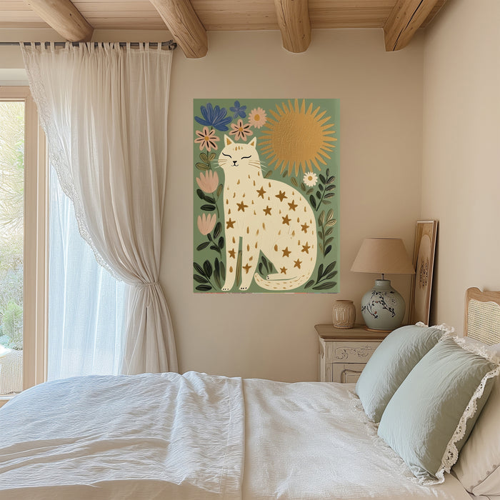 Whimsical Cat Sun Art Print