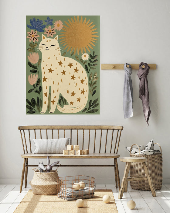 Whimsical Cat Sun Art Print
