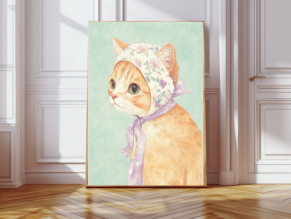 Vintage Nursery Cat Art Print