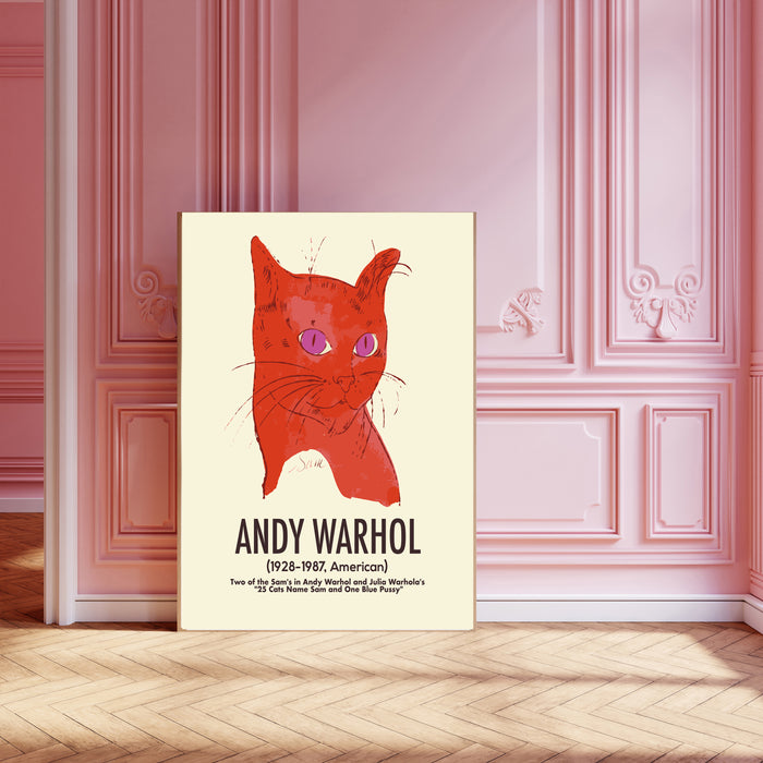 Andy Warhol Ginger Cat with Pink Eyes Art Print