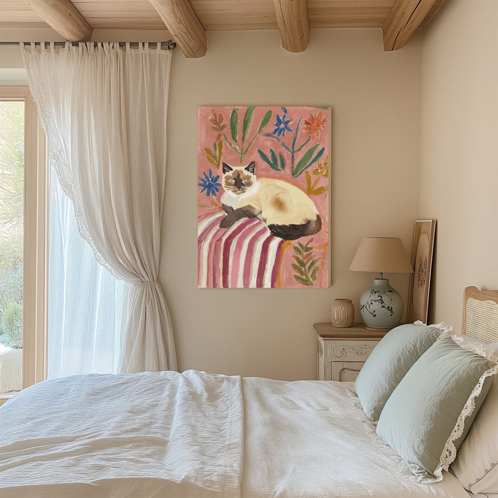 White and Brown Cat Sofa Art Print