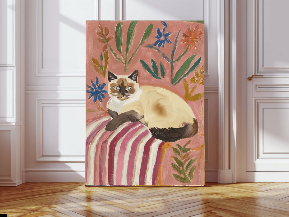 White and Brown Cat Sofa Art Print
