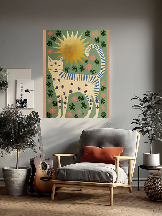 Whimsical Cat Sun Art Print