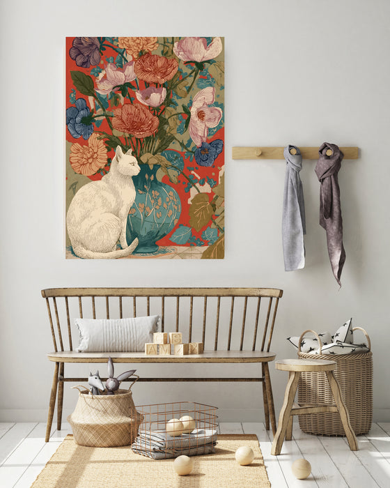 Cat Portrait Vase Art Print