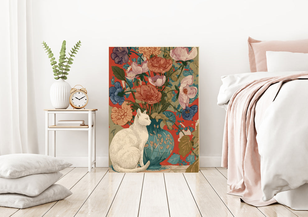 Cat Portrait Vase Art Print