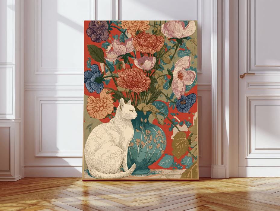 Cat Portrait Vase Art Print