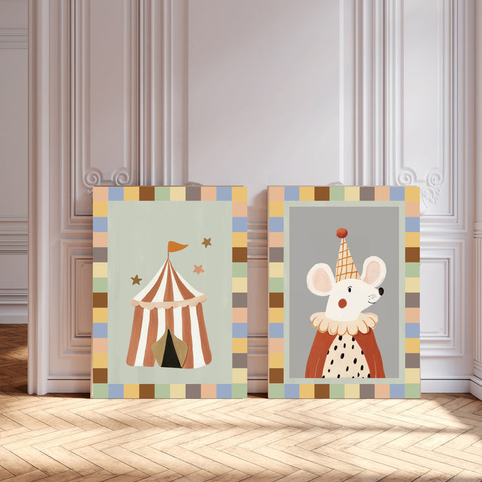 Circus Mouse Set Of Two Nursery Art Prints