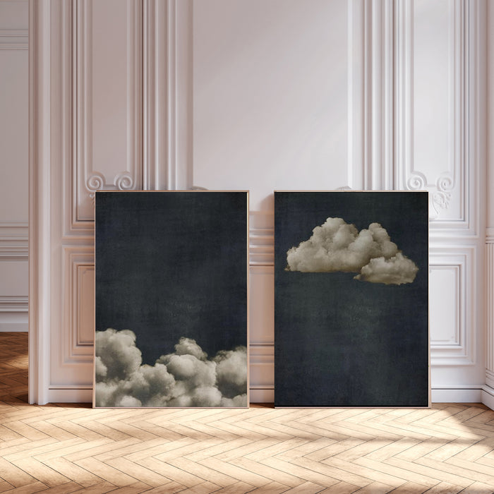 Moody Cloud Print Set of two: Vintage Dark Blue Sky