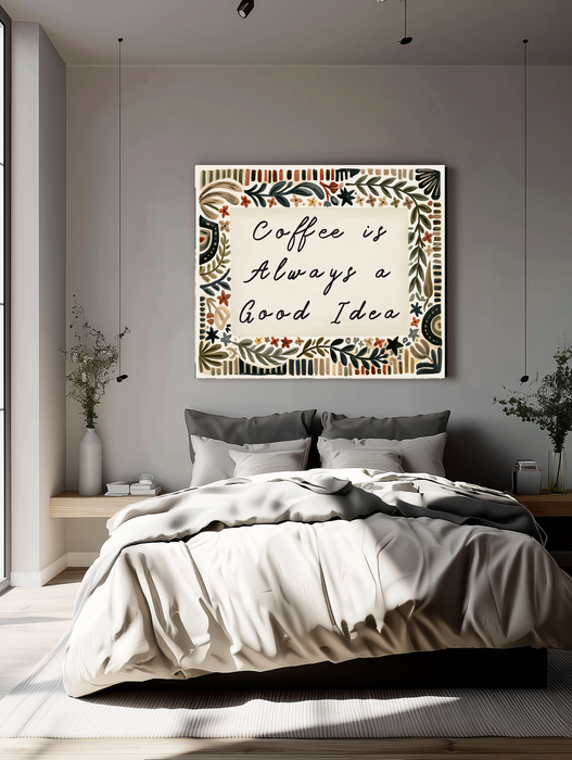 Coffee quote typography print on cream fine art paper, Stanley Street Studio