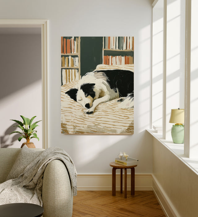 Collie Dog Sleeping Portrait Art Print