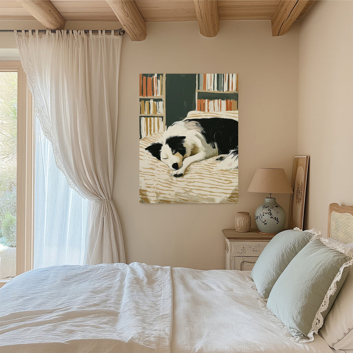 Collie Dog Sleeping Portrait Art Print