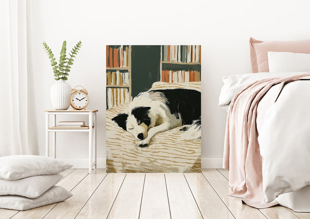 Collie Dog Sleeping Portrait Art Print