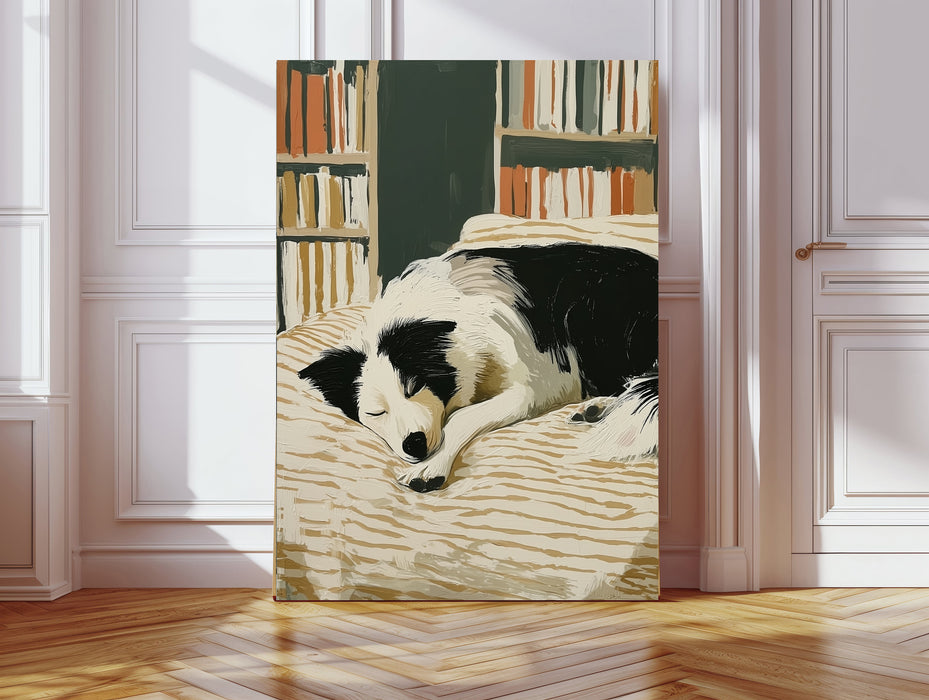 Collie Dog Sleeping Portrait Art Print