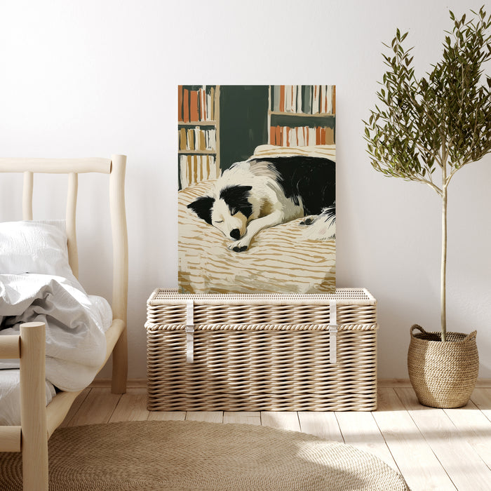 Collie Dog Sleeping Portrait Art Print
