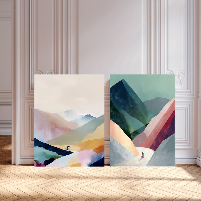 Landscape Cycling Set Of Two Landscape Art Prints