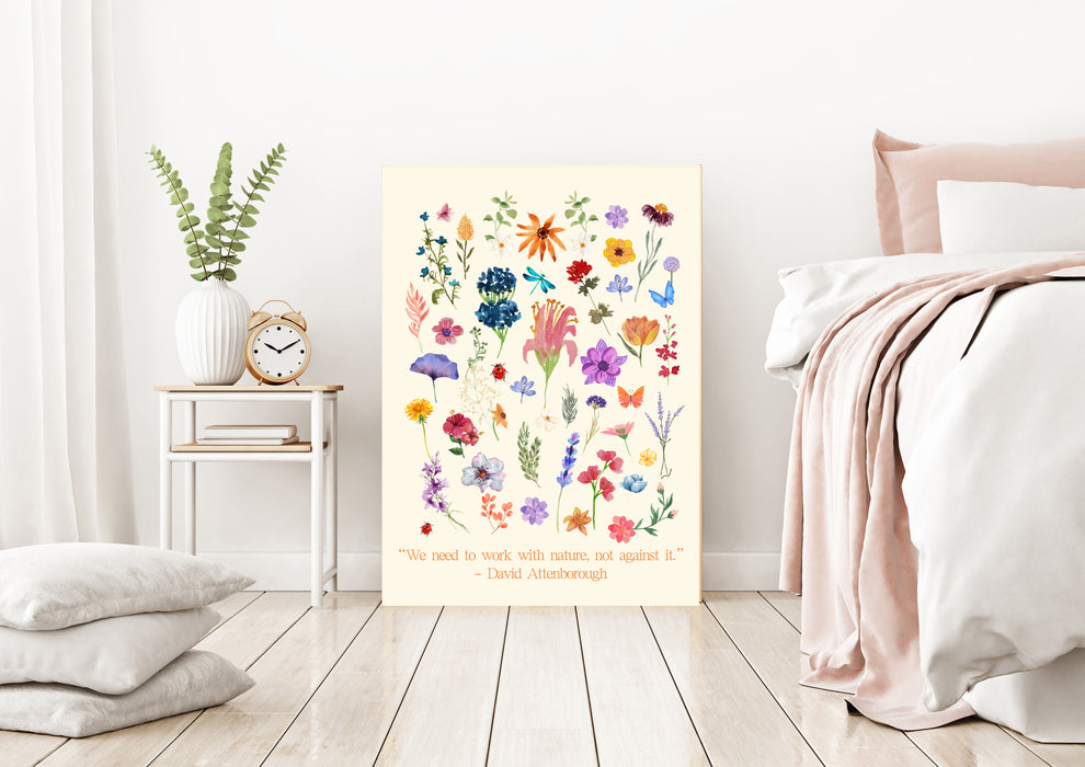 David Attenborough Botanical Flower Quote Art Print