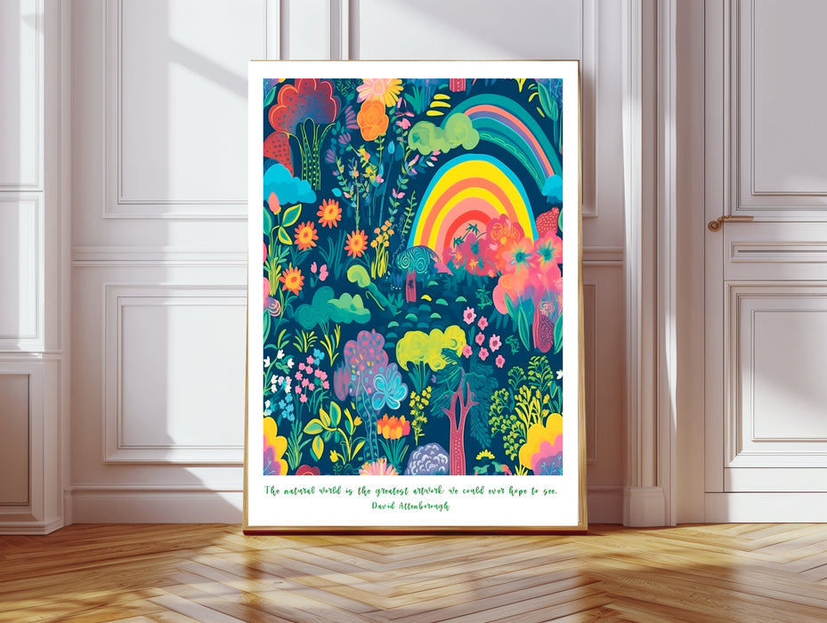 David Attenborough Rainbow Jungle Quote Art Print