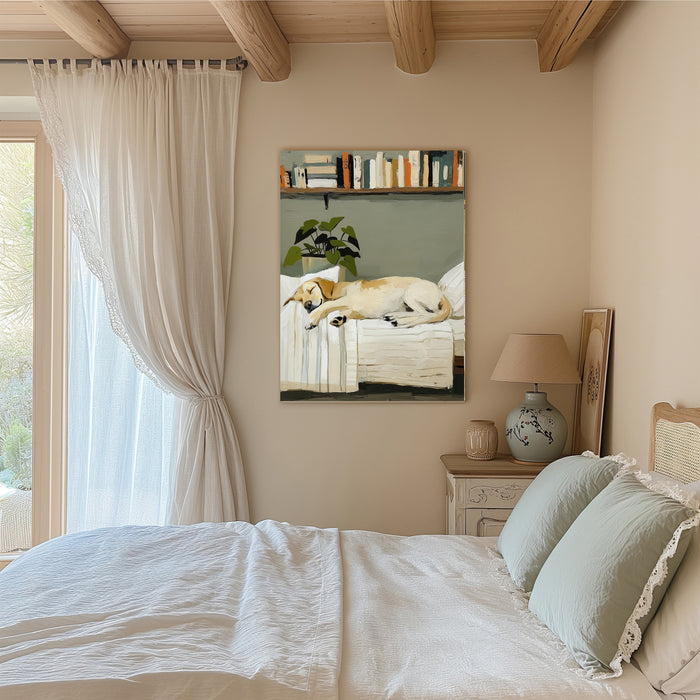 Gold Labrador Dog Sleeping Portrait Art Print