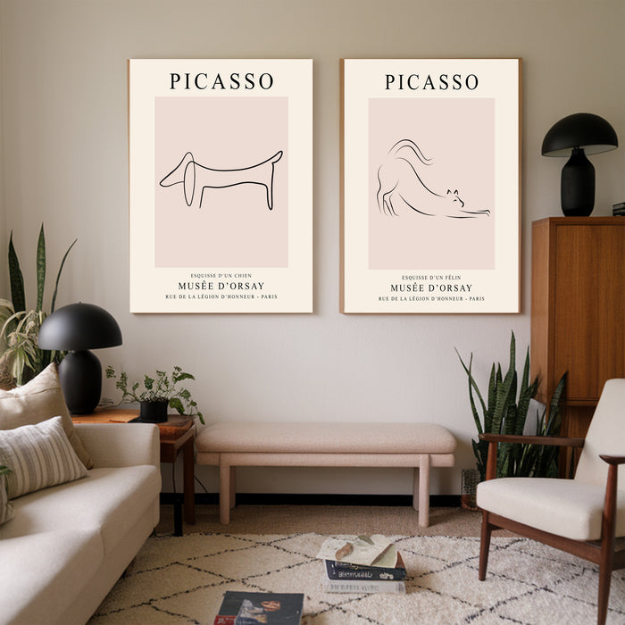 Picasso Line Drawing Cat Art Print