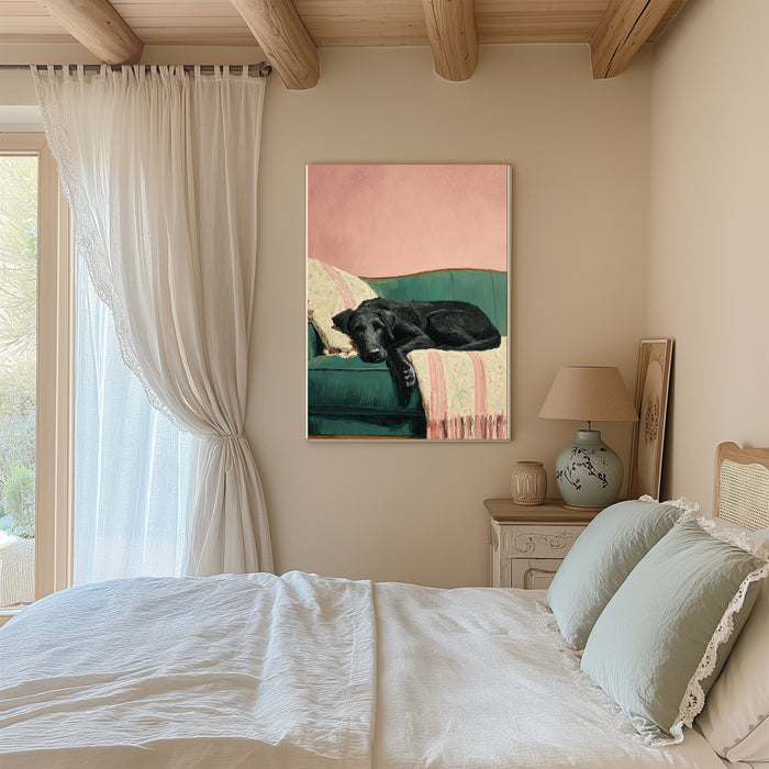 Black Labrador Dog Portrait Art Print