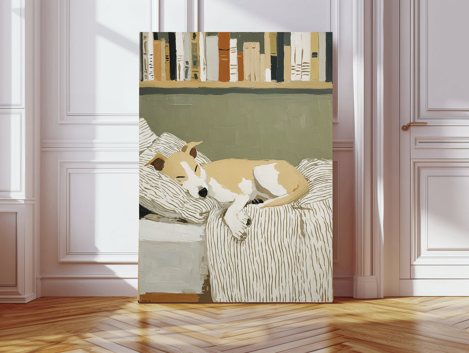 Whippet Dog Sleeping Portrait Art Print