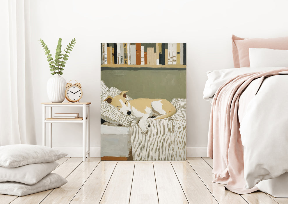 Whippet Dog Sleeping Portrait Art Print