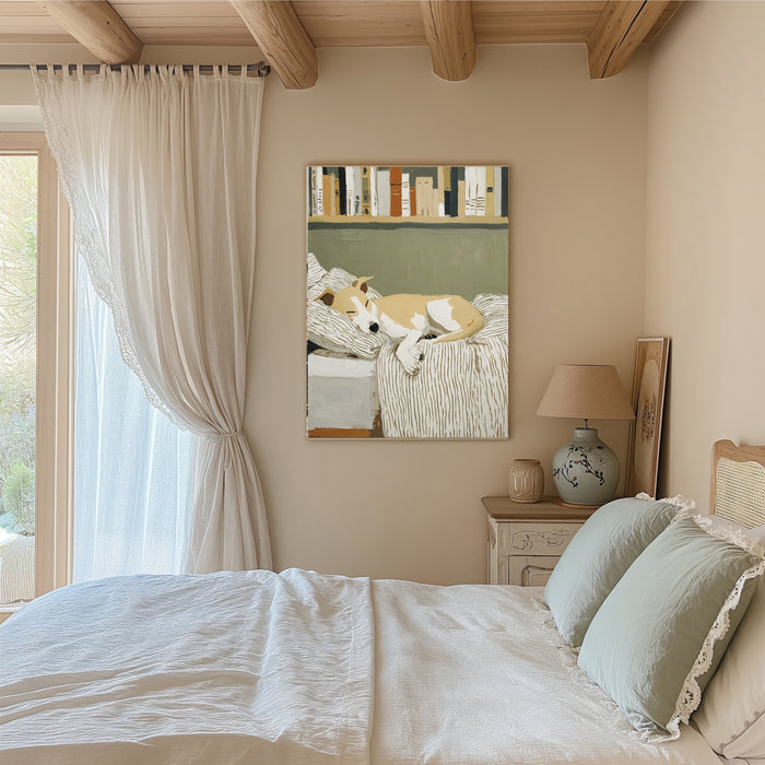 Whippet Dog Sleeping Portrait Art Print