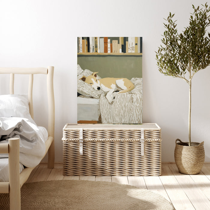Whippet Dog Sleeping Portrait Art Print