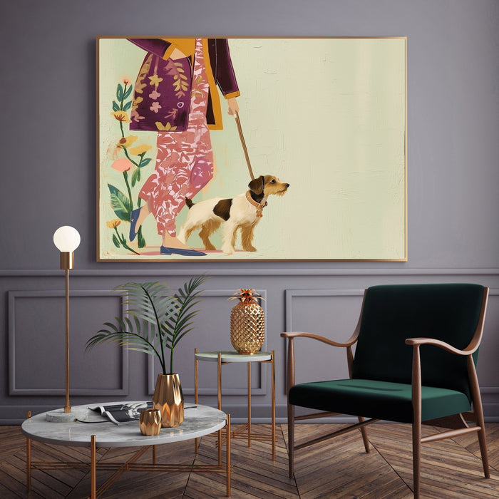 Dog Walking Portrait Painting Art Print