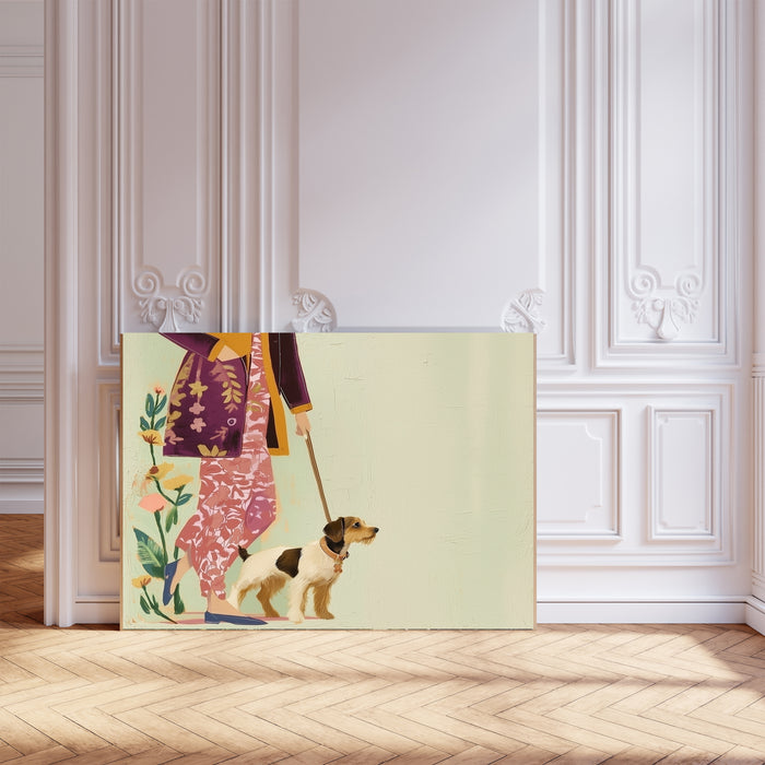 Dog Walking Portrait Painting Art Print