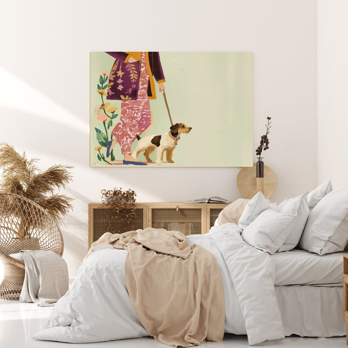 Dog Walking Portrait Painting Art Print