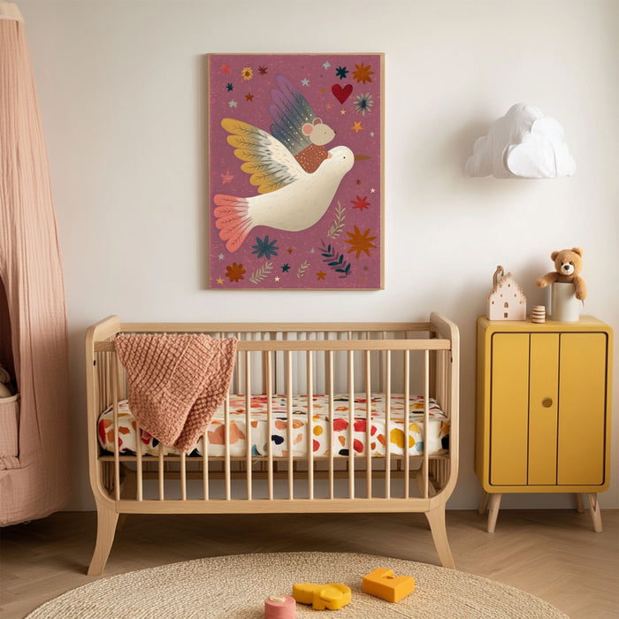 Mouse Dove Nursery Art Print