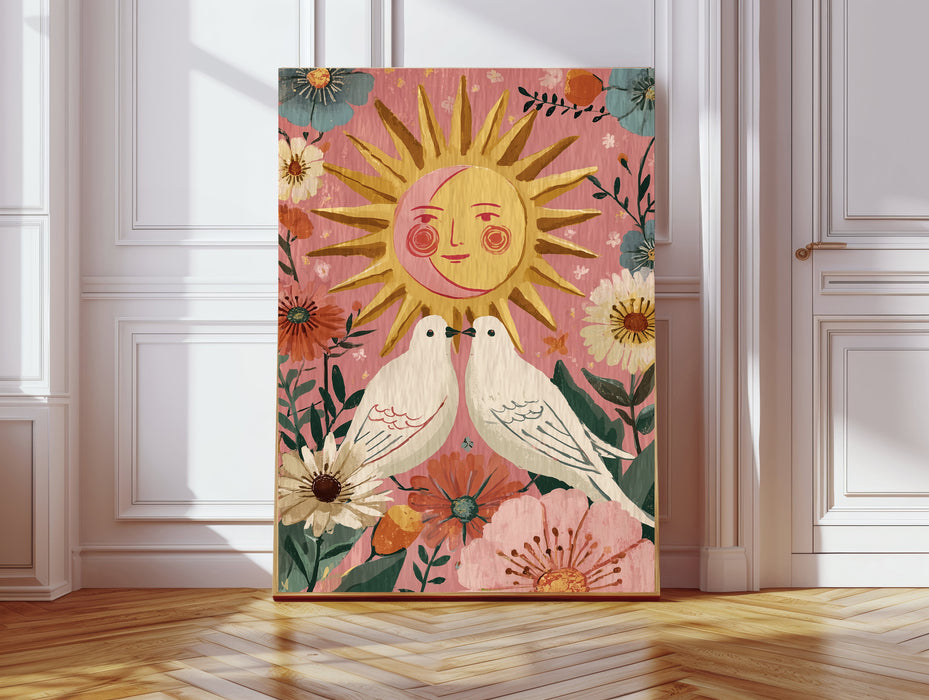 Sun Dove Pink Celestial Art Print