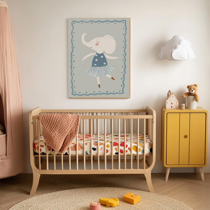 Ballerina Elephant Nursery Art Print