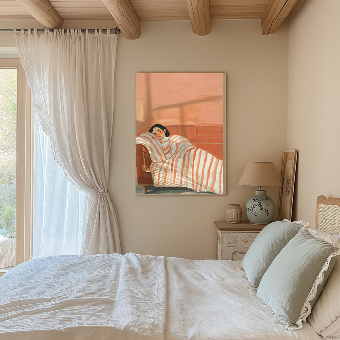 Sleeping Female Peach Painting Art Print