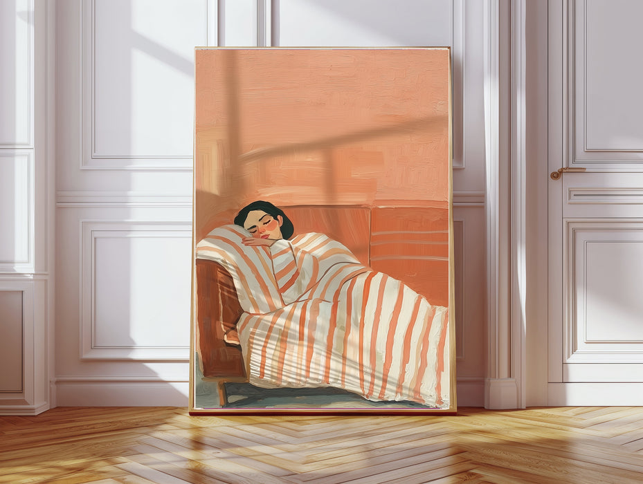 Sleeping Female Peach Painting Art Print