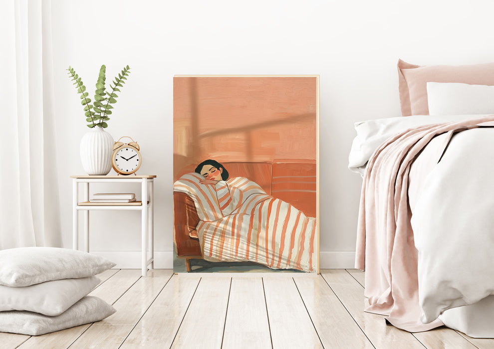 Sleeping Female Peach Painting Art Print