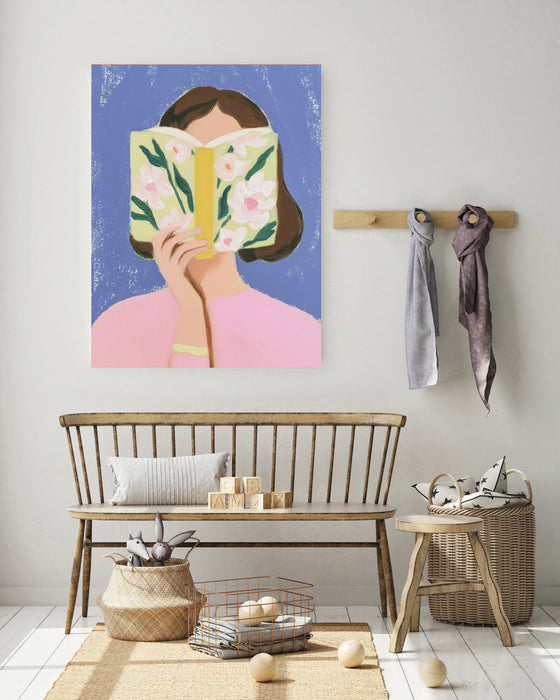 Female Book Reading Painting Art Print