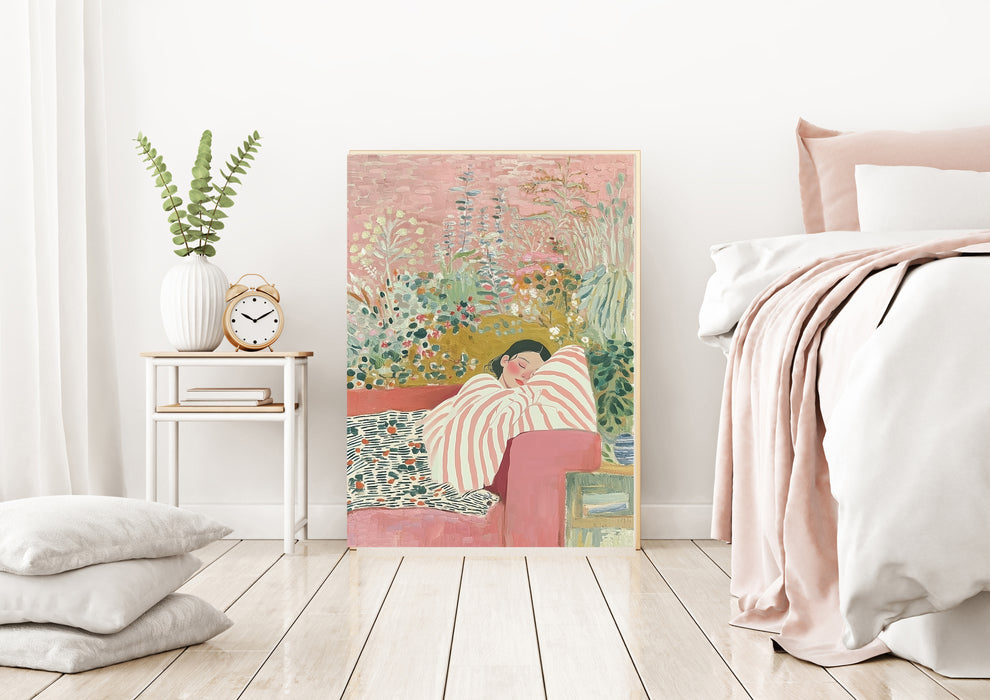 Sleeping Female Botanical Painting Art Print