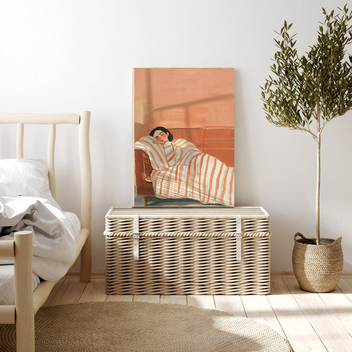 Sleeping Female Peach Painting Art Print