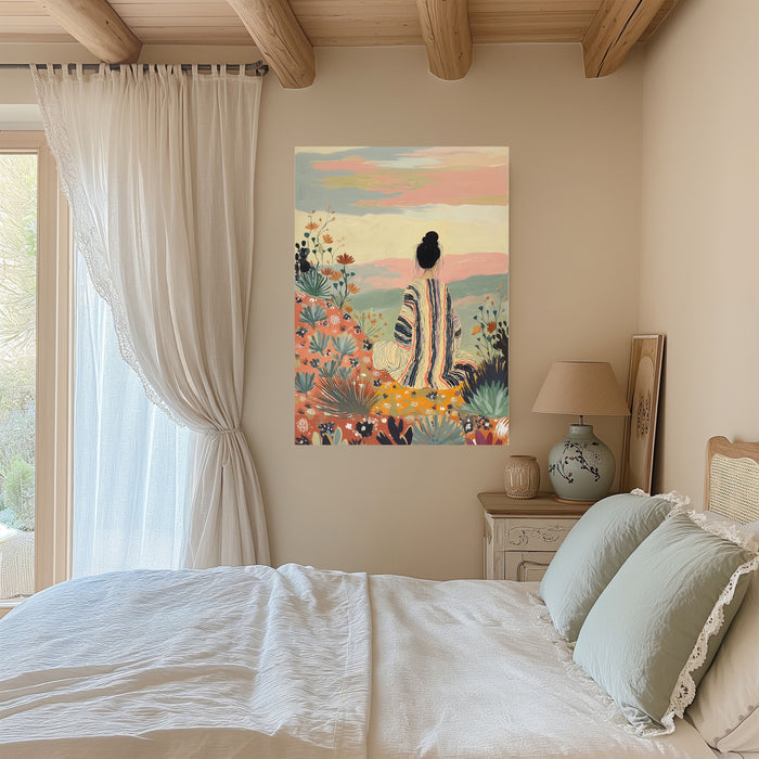 Woman With Poppies Art Print | Japanese Floral Giclée Print