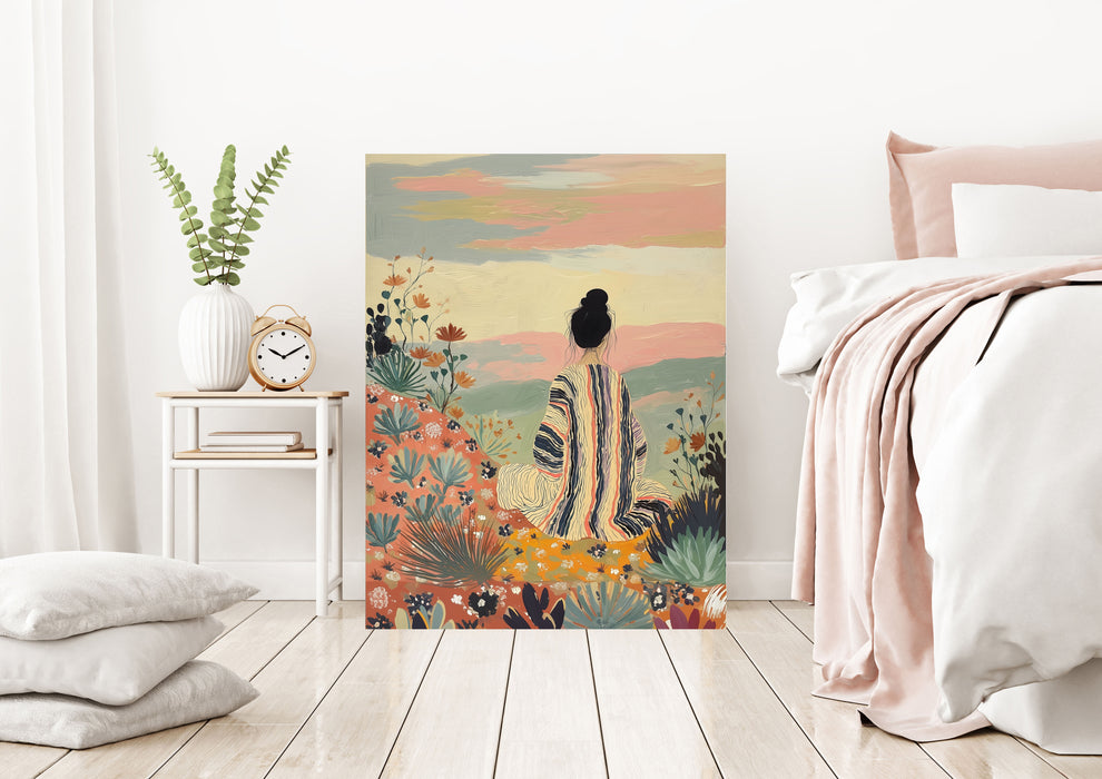 Woman With Poppies Art Print | Japanese Floral Giclée Print