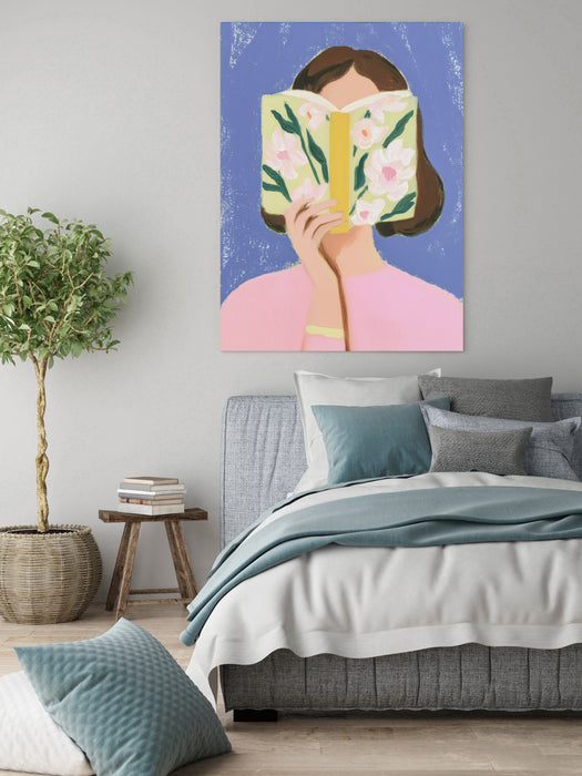 Female Book Reading Painting Art Print