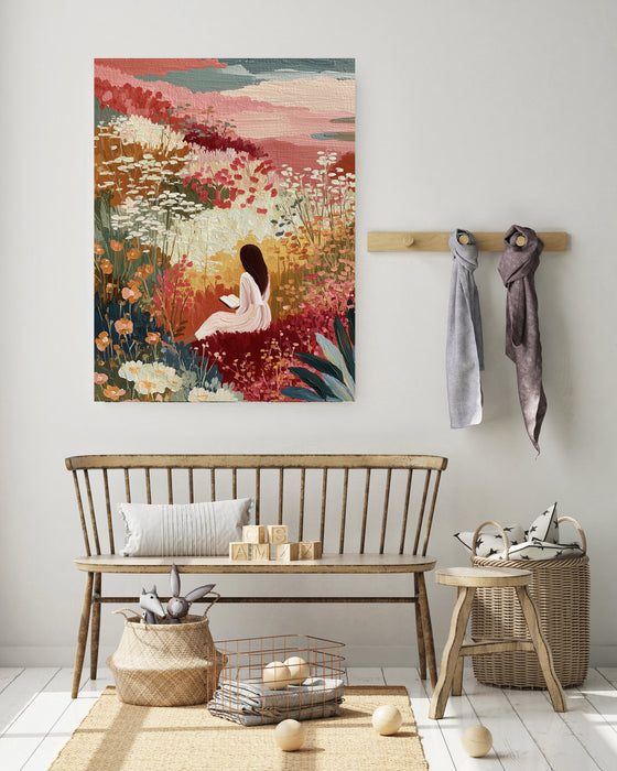 Female Landscape Book Reading Art Print